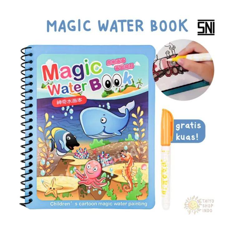 Magic Water Coloring Book with Refillable Water Pen – Reusable Mess-Free Painting & Drawing Doodle Board Book for Toddlers & Kids