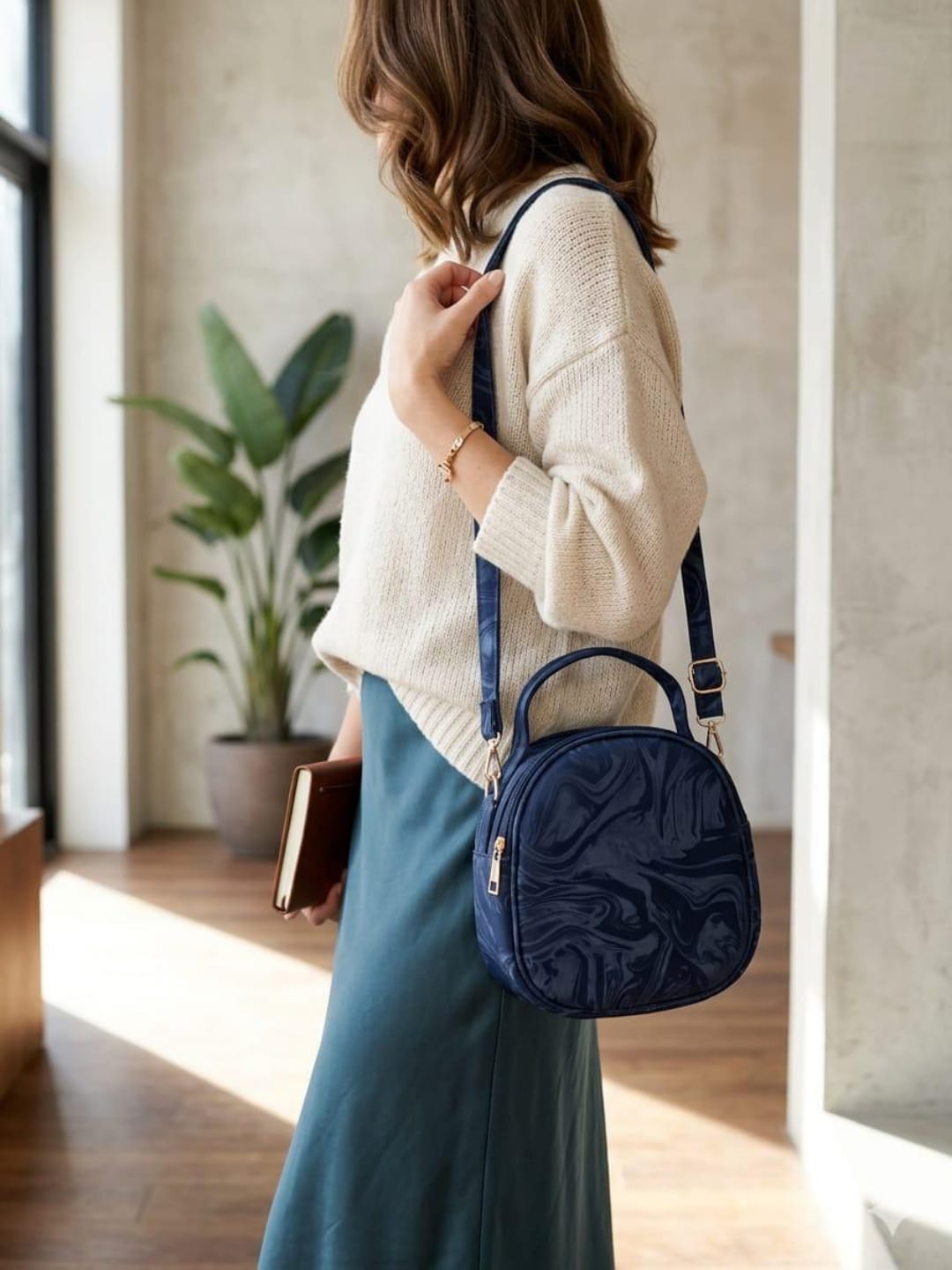 Trendy Marble Gloss Mini Crossbody Bag - Stylish Glossy Print Travel Handbag & Shoulder Purse for Ladies