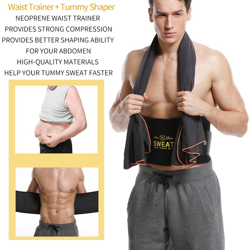 Men waist trainer belt, Abdominal sweat body shaper, Men slimming girdle for weight loss, Waist trimmer belt men