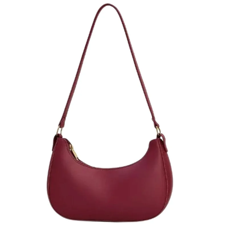 Maroon Luxury Fashion Handbag for Girls & Ladies - Stylish PU Leather Shoulder & Crossbody Bag with Long Detachable Strap for Parties, Weddings & Daily Wear